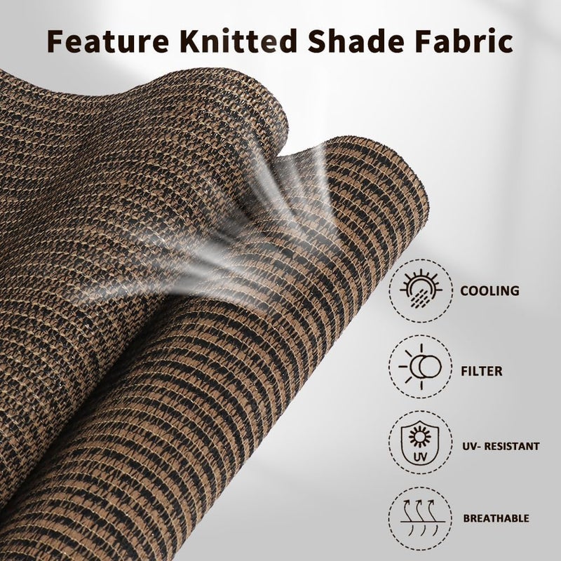 SMONTER Outdoor Sunshade Roller Shade 5'W x 6'H (60" Wx72 H), Exterior Cordless Roll Up Shades Blinds, UV Protection Shade Cloth with Crank Operation for Outside Windows Patio Porch Gazebo, Mocha - Image 3